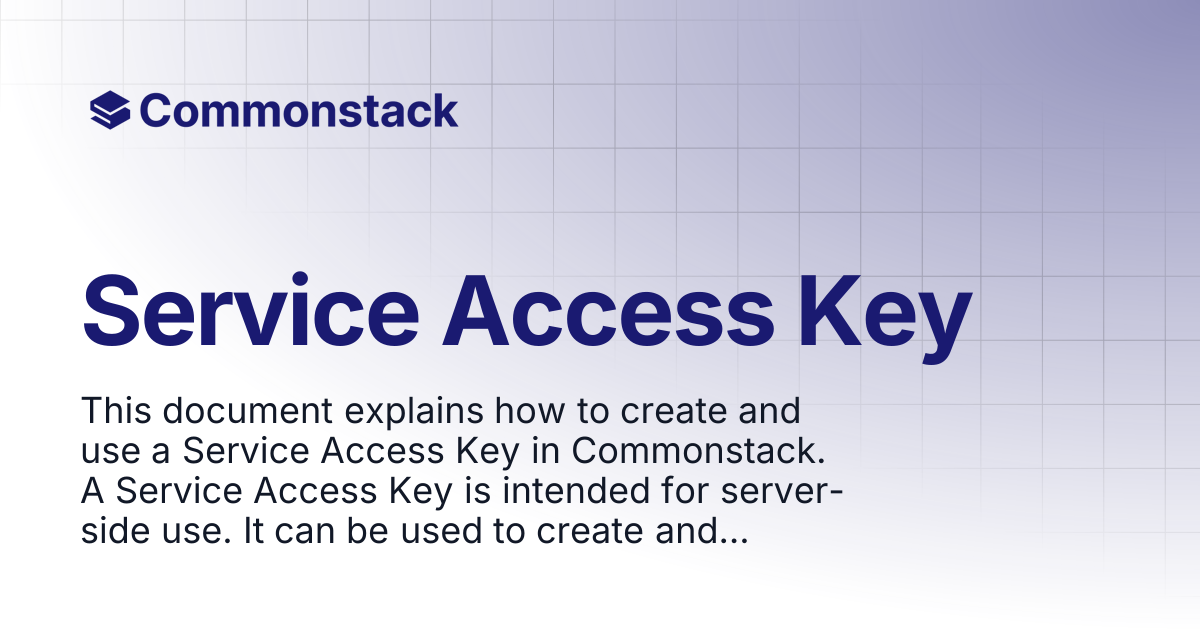 Service Access Key | Commonstack